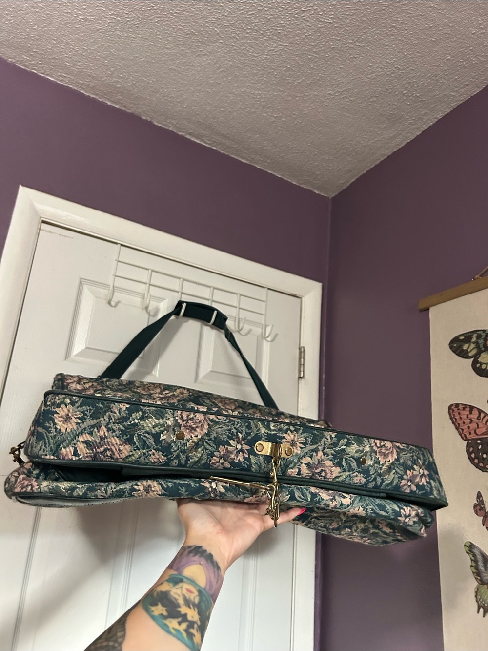 Vintage 1980s Floral Garment Bag By American Flyer nwt travel tapestry - Picture 6 of 12